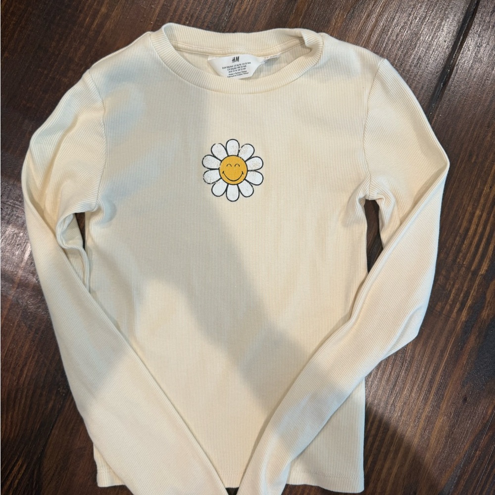 H&M Cream Ribbed Long Sleeve Top